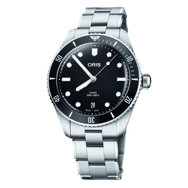 Oris Divers Date automatic black dial steel bracelet 39 mm