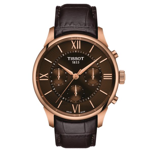 Montre Tissot T-Classic Chemin des Tourelles Chronographe automatique cadran brun bracelet cuir brun 42 mm T139.462.36.298.00