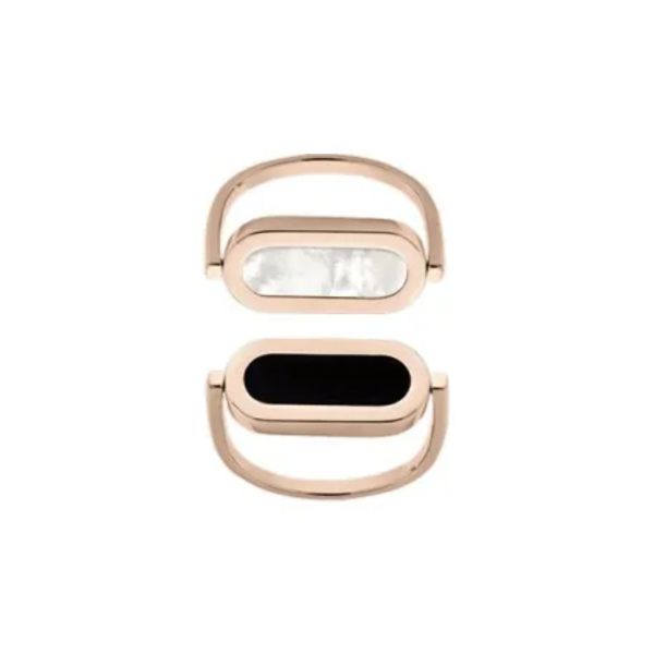 Bague So Shocking réversible Inverso en or rose, nacre et onyx