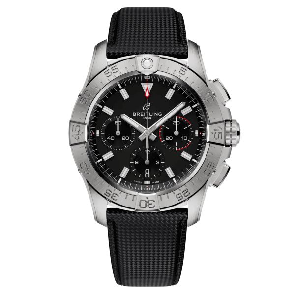 Montre Breitling Avenger B01 Chronograph automatique cadran noir bracelet cuir noir 42 mm AB0146101B1X1