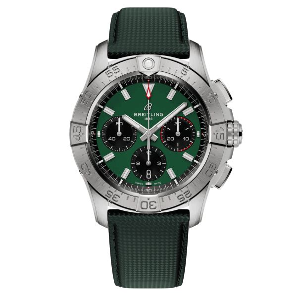 Breitling Avenger B01 Chronograph automatic watch green dial green leather strap 42 mm AB0146101L1X1