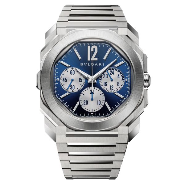 Bulgari Octo Finissimo Chronograph GMT automatic watch blue dial steel bracelet 43 mm 103467