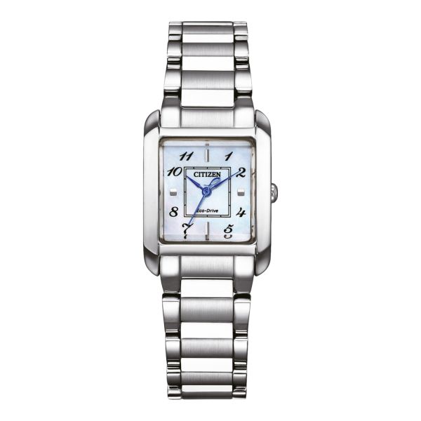 Montre Citizen Ladies Eco-Drive cadran nacre bracelet acier 21,5 x 28,4 mm