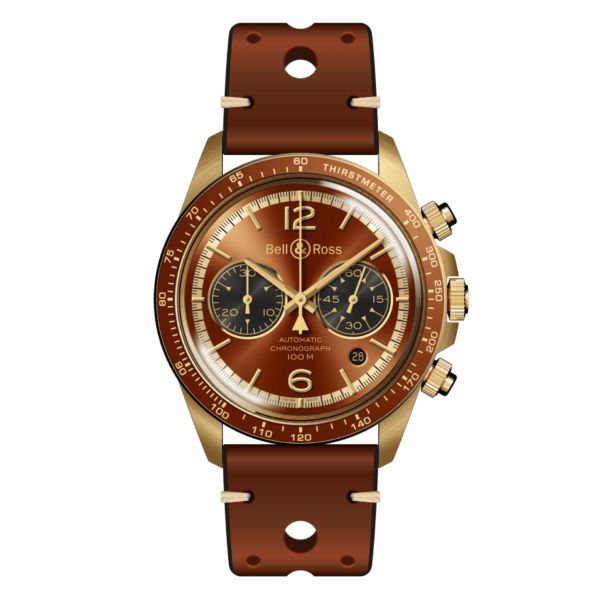 Montre Bell & Ross BR V2-94 Bellytanker Bronze Espresso automatique cadran marron bracelet cuir 41 mm