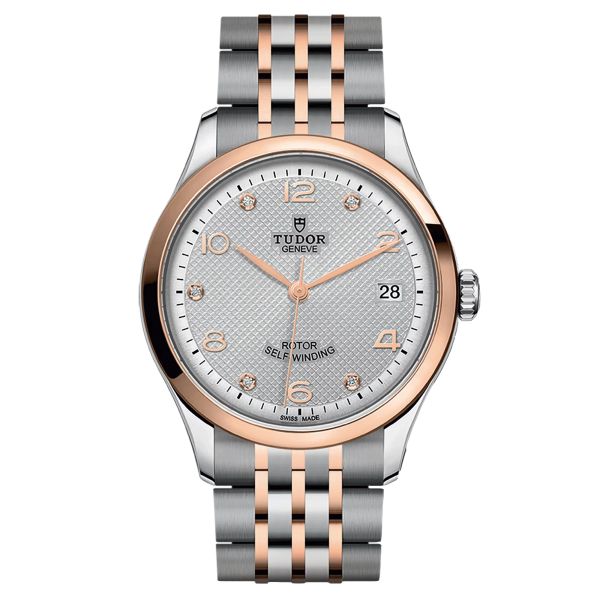 Tudor 1926 automatic watch diamond hour markers rose gold bezel silver dial steel and rose gold bracelet 36 mm M91451-0002