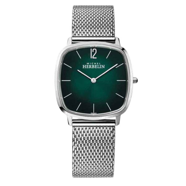 Michel Herbelin City quartz green dial steel bracelet 36 mm