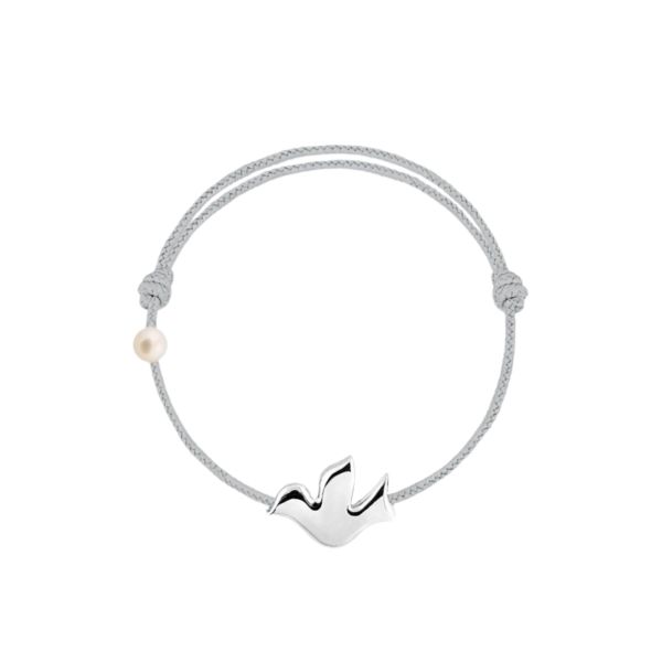 Bracelet Claverin Baby Colombe en or blanc 