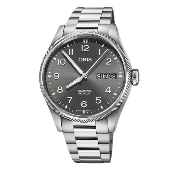 Oris Aviation Big Crown Propilot Big Day Date automatic grey dial steel bracelet 44 mm