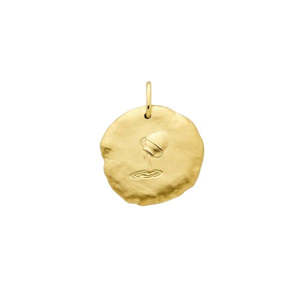 Aquarius medal in yellow gold 23 mm