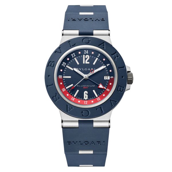 Montre Bulgari Bvlgari Aluminium GMT automatique cadran bleu bracelet caoutchouc bleu 40 mm 103554