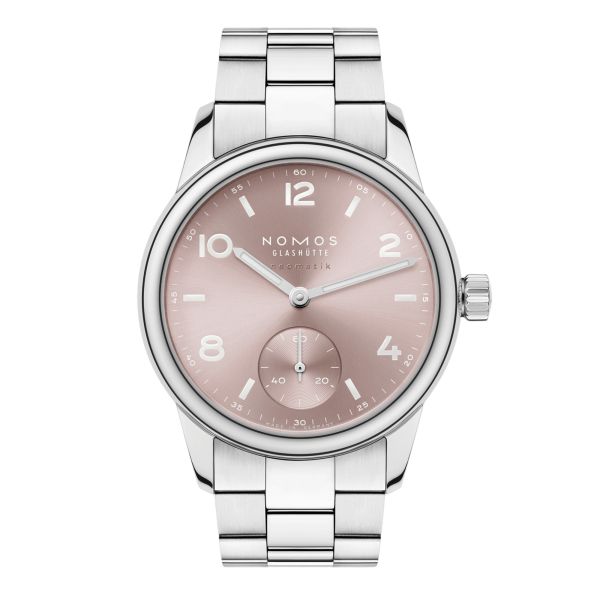 Montre Nomos Club Sport Neomatik 34 Rosé automatique fond acier cadran rose bracelet acier 34 mm