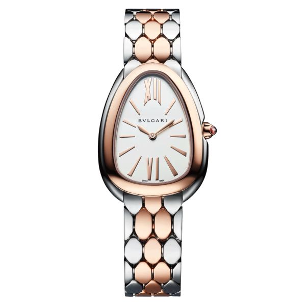 Bulgari Serpenti Seduttori quartz watch white opaline dial steel and rose gold bracelet 33 mm 103277