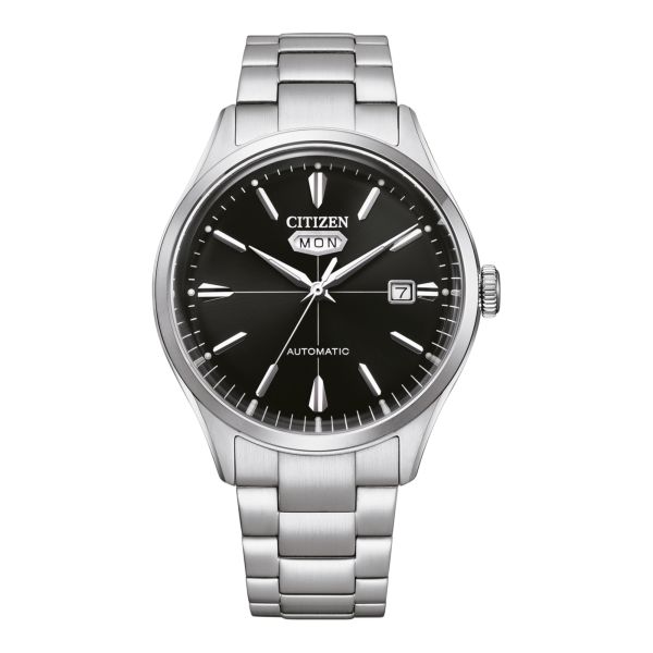 Citizen Crystal 7 Mechanical Day Date automatic black dial steel bracelet 40 mm