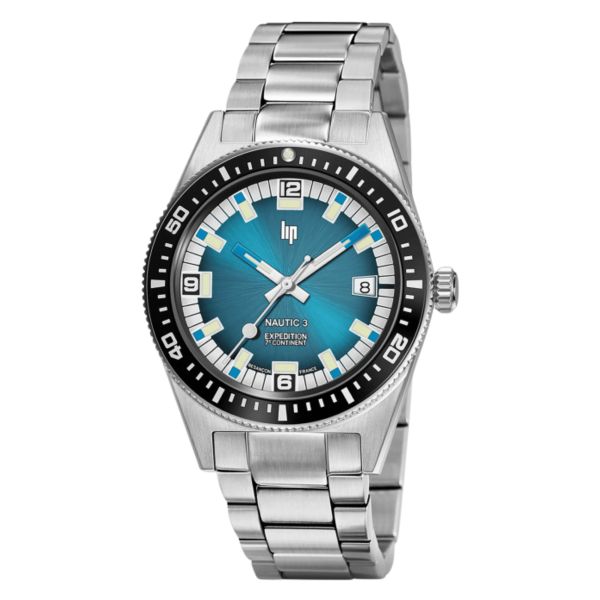 Lip Nautic 3 "7ème Continent" automatic blue dial steel bracelet 39 mm