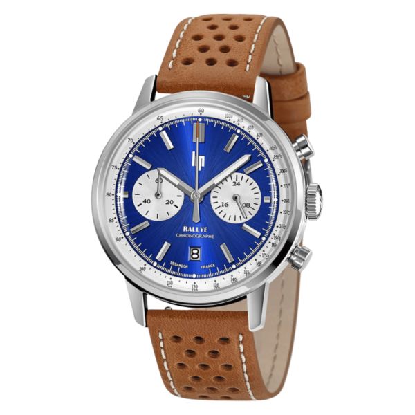 Lip Rallye meca-quartz blue dial brown leather strap 39 mm