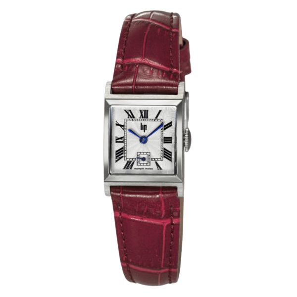 Lip Churchill C18 quartz silver dial red leather strap 21 x 21 mm