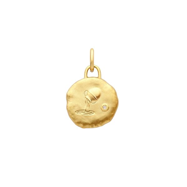 Arthus Bertrand Astro Aquarius medal in yellow gold 15 mm