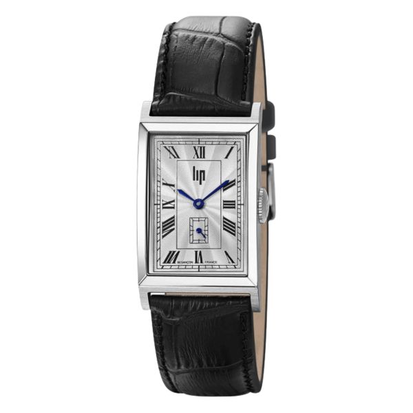 Lip Churchill T24 Small Seconds quartz silver dial black leather strap 41,5 x 23,5 mm