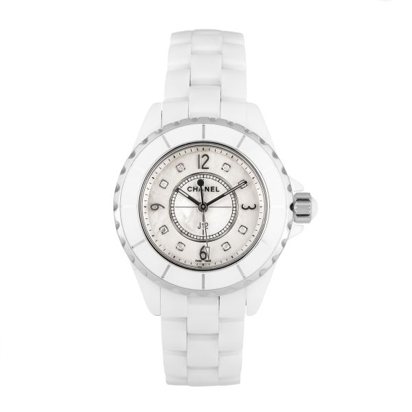 Chanel J12 White mother-of-pearl and diamond dial quartz 33 mm Full Set 2021