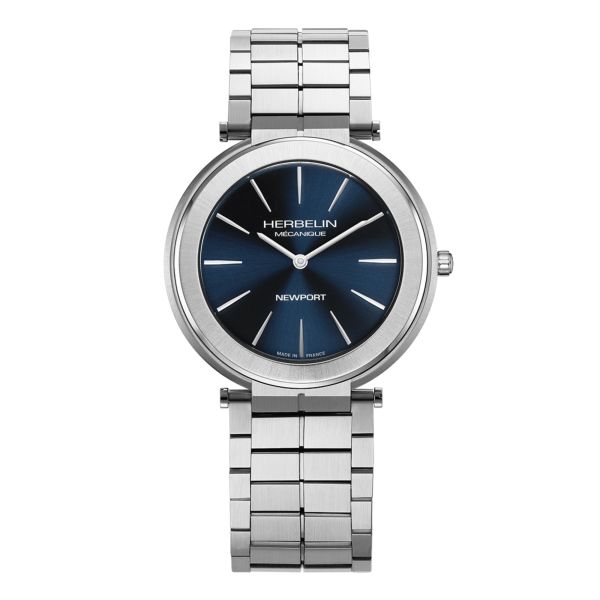 Herbelin Newport Slim Mechanical blue dial steel bracelet 42 mm