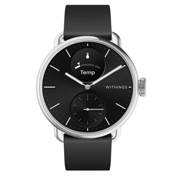 Withings ScanWatch 2 connected watch black dial black silicone strap 38 mm WSW 238 BLACK