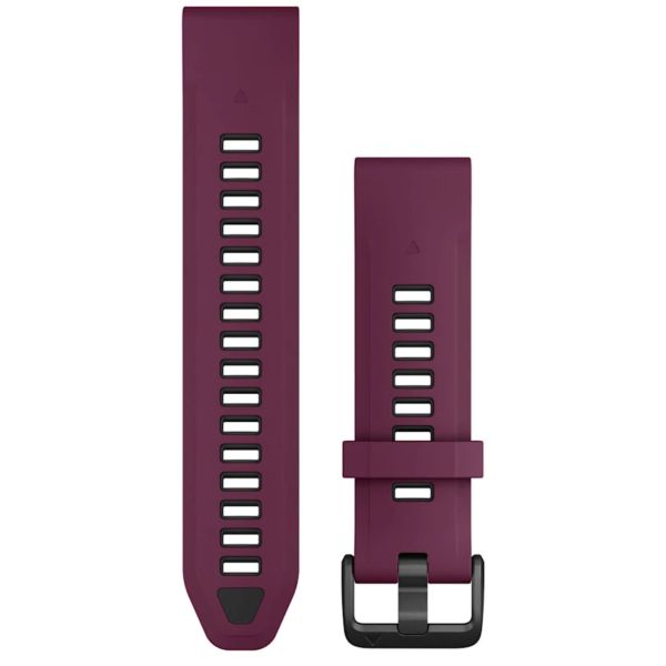 Bracelet de montre Garmin QuickFit® 20 en silicone Merlot/Graphite - Adaptable Fenix 42 et 43 mm