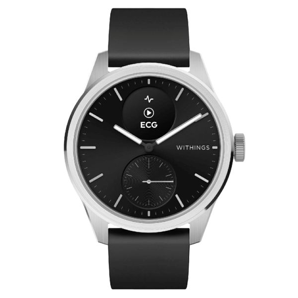 Withings ScanWatch 2 connected watch black dial black silicone strap 42 mm WSW 242 BLACK