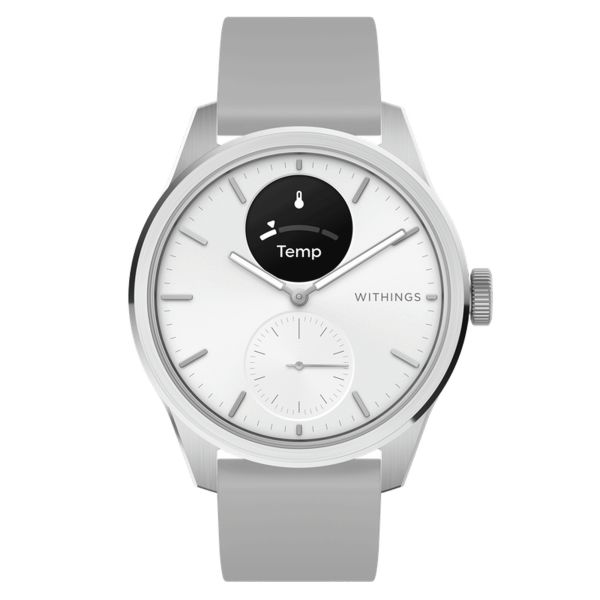 Withings ScanWatch 2 connected watch white dial white silicone strap 42 mm WSW 242 WHITE