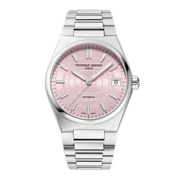 Frédérique Constant Highlife Ladies automatic pink dial steel bracelet 34 mm