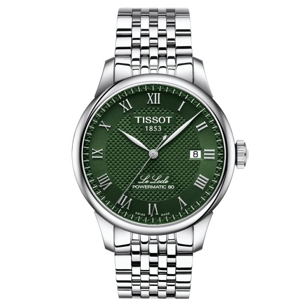 Montre Tissot T-Classic Le Locle Powermatic 80 automatique cadran vert bracelet acier 39,3 mm T006.407.11.093.00