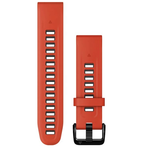 Bracelet de montre Garmin QuickFit® 20 en silicone Rouge feu et Graphite - Adaptable Fenix 42 et 43 mm