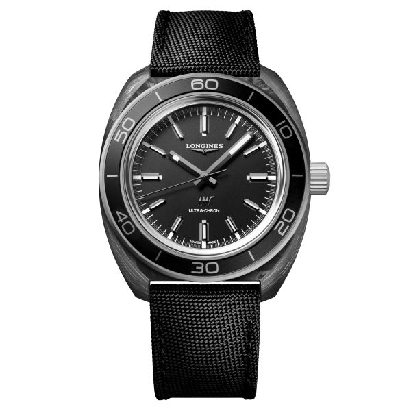 Longines Ultra-Chron Carbon automatic watch anthracite dial black fabric strap 43 mm L2.839.4.52.2