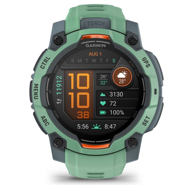 Montre Garmin Instinct 3 AMOLED bracelet silicone vert d'eau Edition Limitée 45 mm 