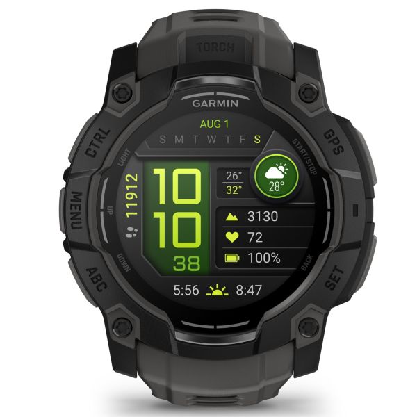 Garmin Instinct 3 AMOLED watch charcoal grey silicone strap 50 mm