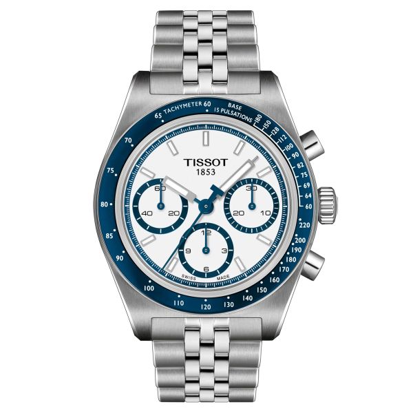 Tissot T-Sport PR516 automatic chronograph watch banc dial steel bracelet 41 mm T149.462.11.011.00