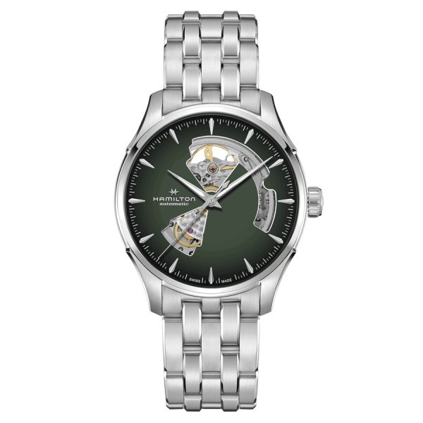 Montre Hamilton Jazzmaster Open Heart Auto cadran vert bracelet acier 40 mm