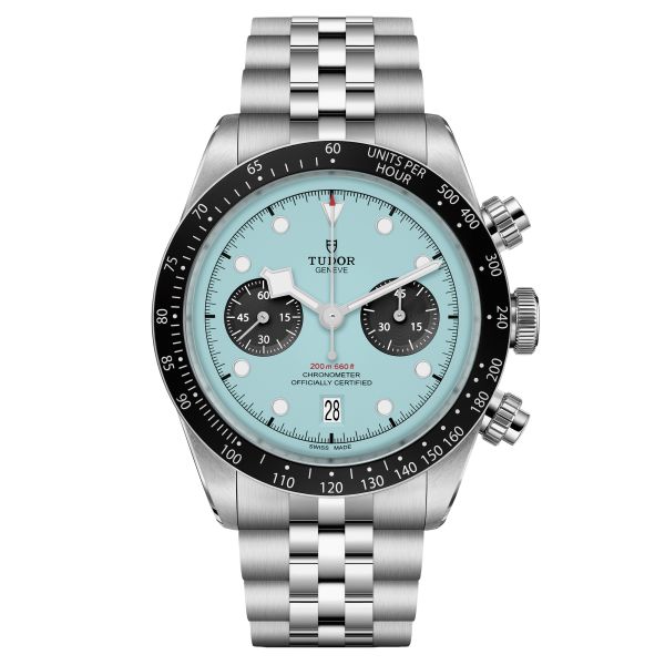 Montre Tudor Black Bay Chrono "Flamingo Blue" automatique cadran bleu bracelet acier 41 mm M79360N-0024