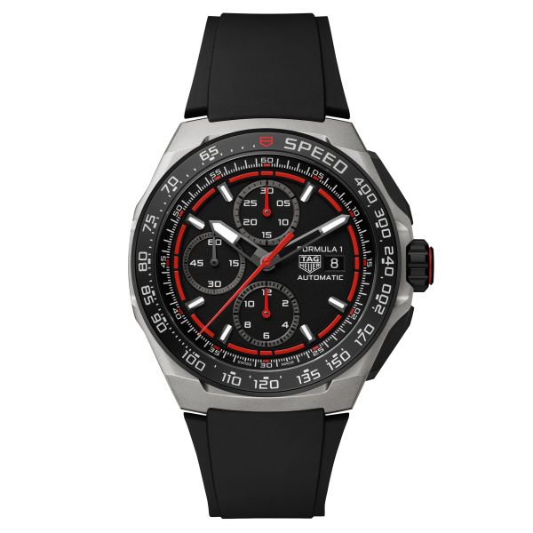 TAG Heuer Formula 1 Automatic Chronograph watch black dial black rubber strap 44 mm CBZ2082.FT8096