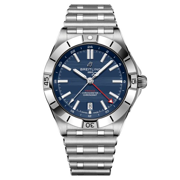 Breitling Chronomat GMT Six Nations France automatic watch blue dial steel bracelet 40 mm A323989B1C1A1