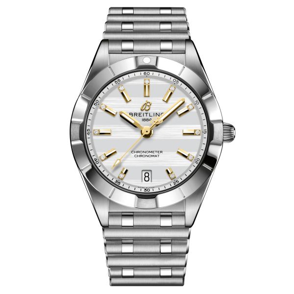 Montre Breitling Chronomat Six Nations Angleterre quartz cadran argent bracelet acier 32 mm A773105A1A1A1