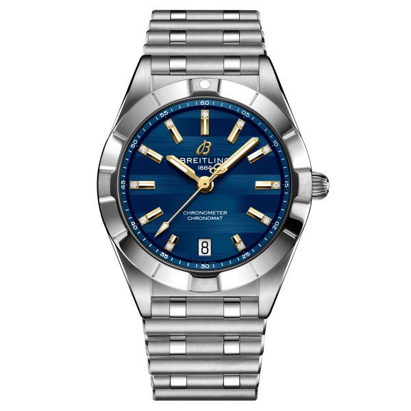 Montre Breitling Chronomat Six Nations Ecosse quartz cadran bleu bracelet acier 32 mm A773106A1C1A1