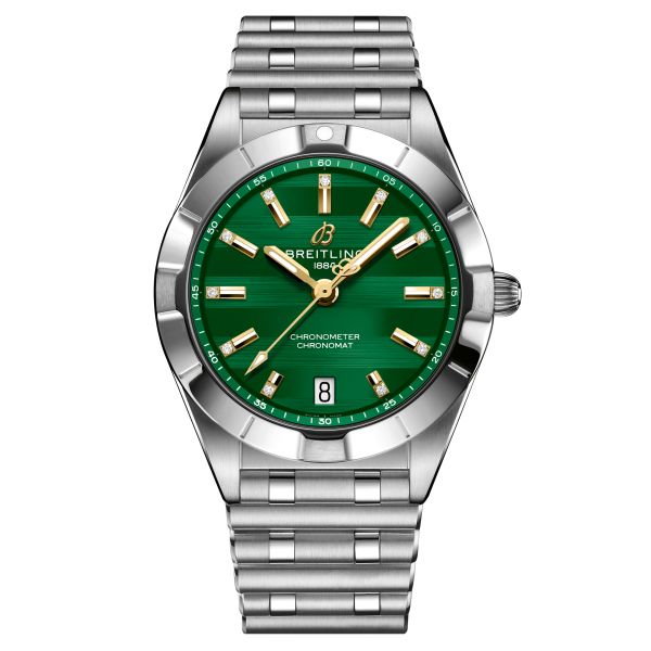 Montre Breitling Chronomat Six Nations Irlande quartz cadran vert bracelet acier 32 mm A773107A1L1A1