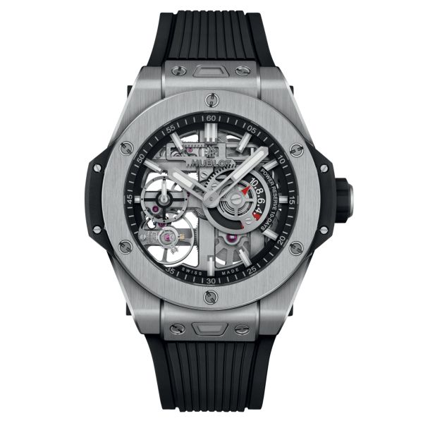 Hublot Big Bang Meca-10 Titanium mechanical watch skeleton dial black rubber strap 42 mm 444.NX.1170.RX