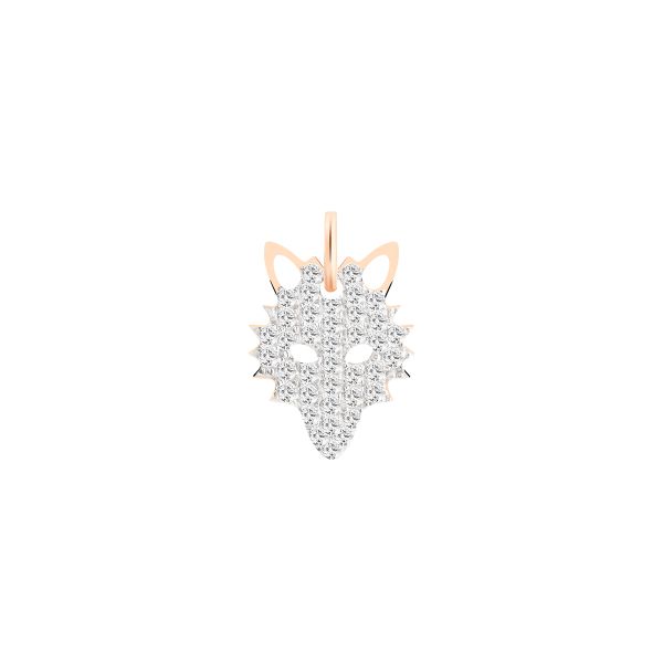 Ginette NY Wolf charm pendant in diamond and rose gold