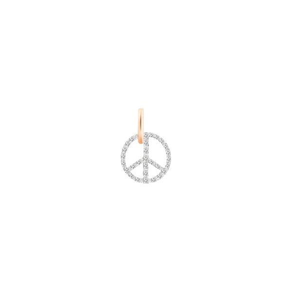 Ginette NY Peace & love charm pendant in diamond and rose gold