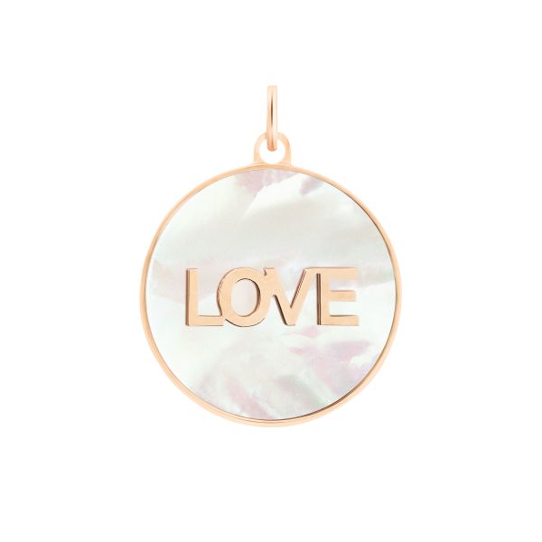 Ginette NY Jumbo ever love mop charm pendant in rose gold