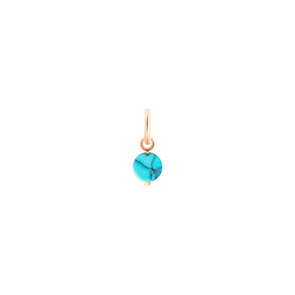 Pendant Ginette NY turquoise tiny bead charm in rose gold 