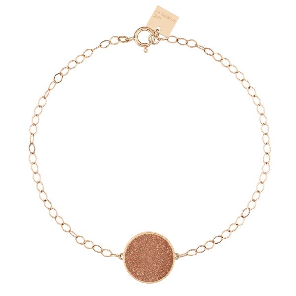 Bracelet Ginette NY Ever gold sandstone disc en or rose et grès