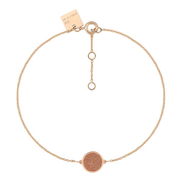 Bracelet Ginette NY Mini ever gold sandstone disc en or rose et grès