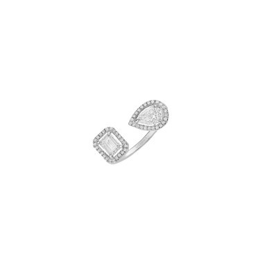 Boucle d'oreille clip Messika My Twin or blanc diamant poire - Lepage